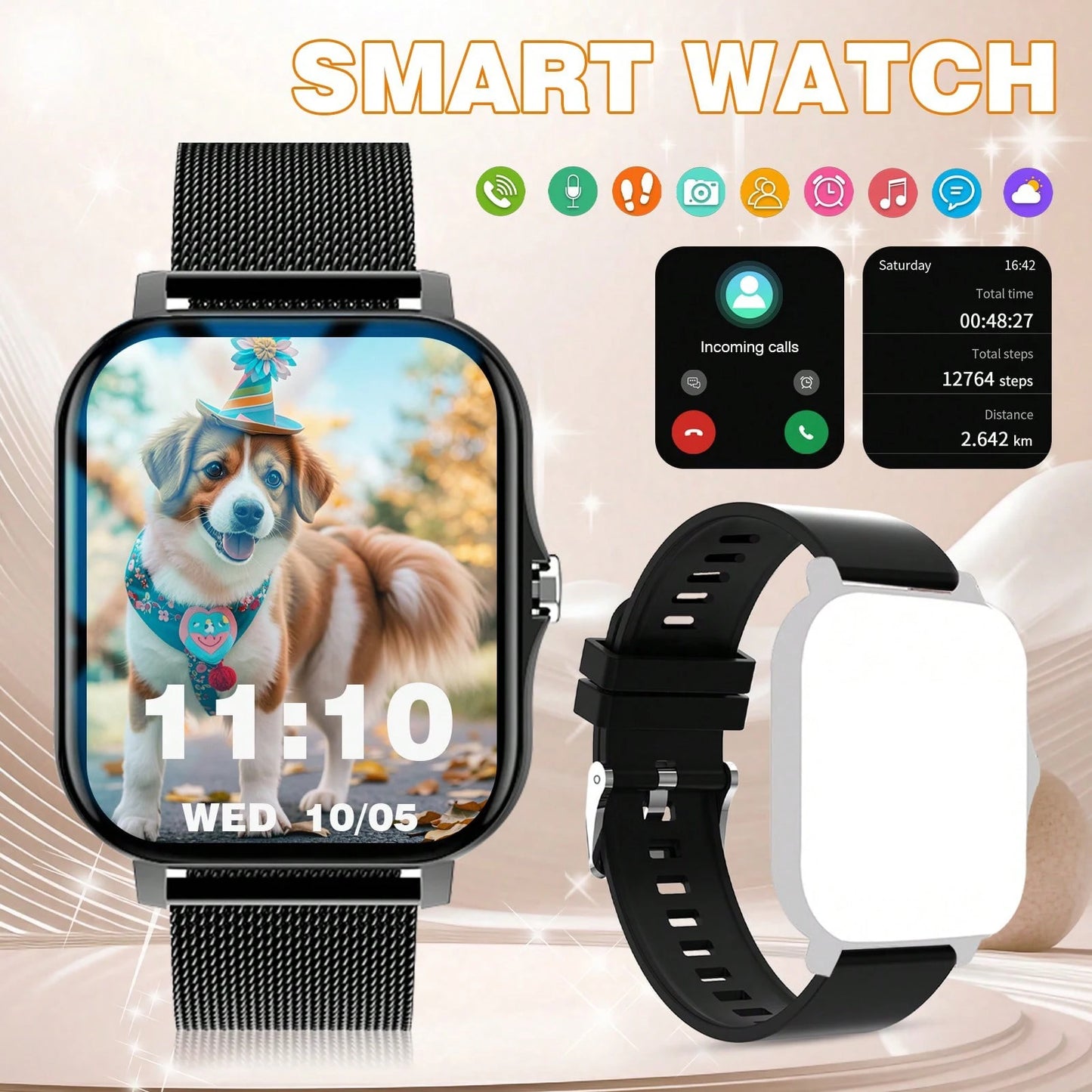 XiQeer 2025 Smart Watch 2.01 Inch HD Display Answer Make Call Message Preview Sport Modes DIY Dial Weather Forecast Men Women