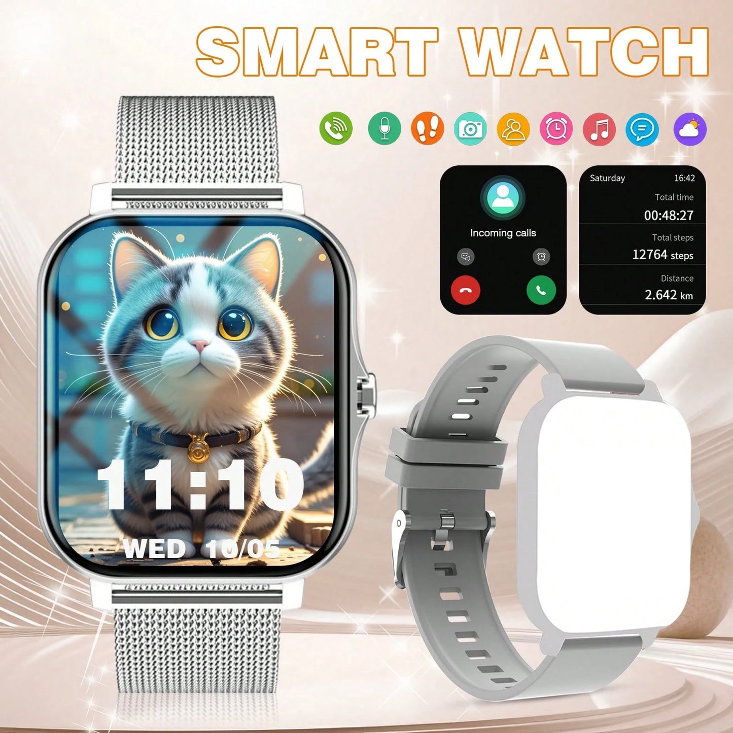 XiQeer 2025 Smart Watch 2.01 Inch HD Display Answer Make Call Message Preview Sport Modes DIY Dial Weather Forecast Men Women